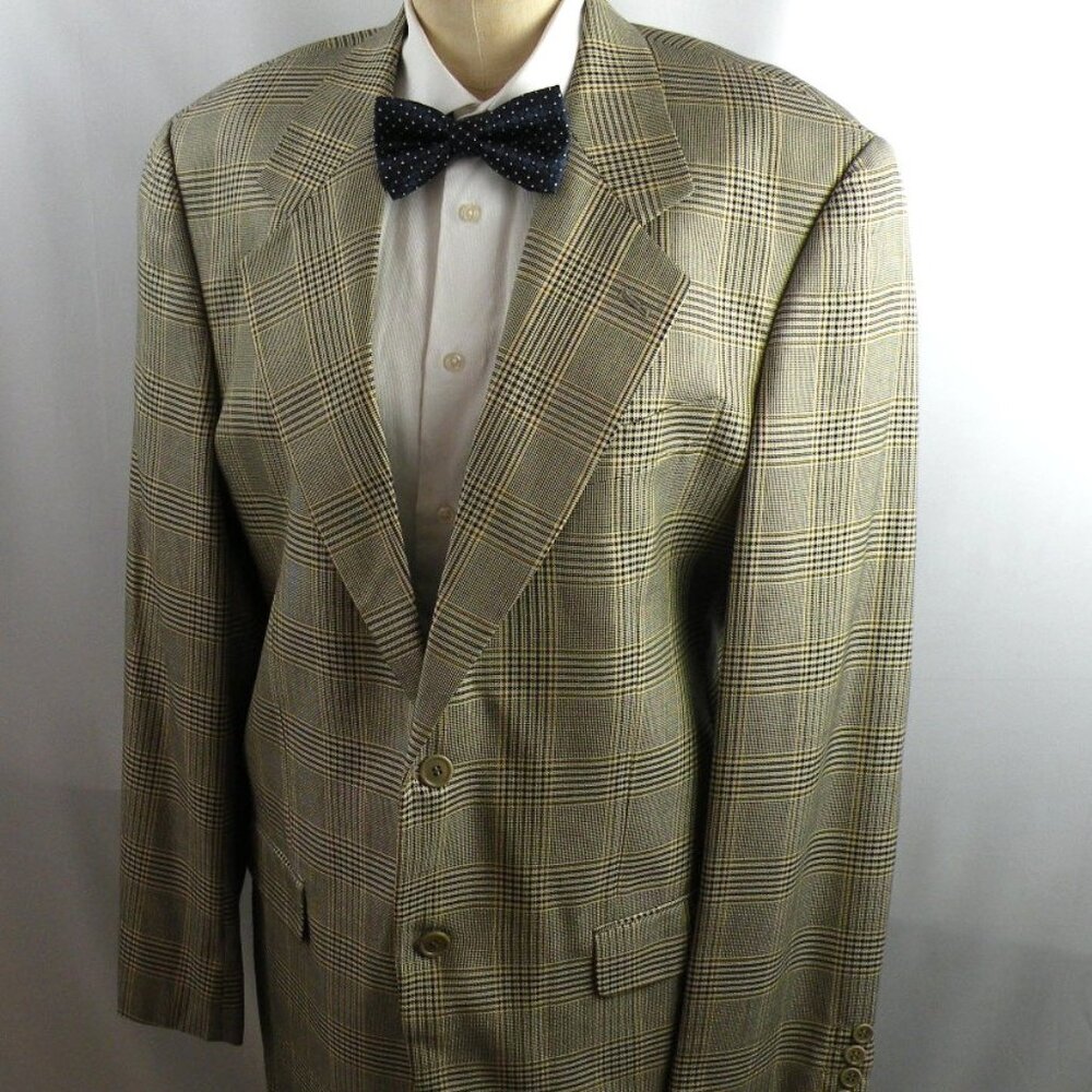 Valentino Saks Fifth Ave Men’s Glen Plaid Blazer Silk/Wool 40L